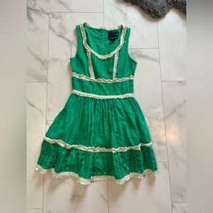 Green eyelet detail retro inspired dress 100% cotton size 2 XXICollection spring